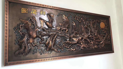 房地產(chǎn)入口純銅浮雕壁畫與手工鍛打銅雕景墻工藝展示及石雕藝術融合